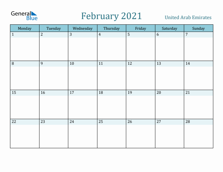 February 2021 Calendar with Holidays