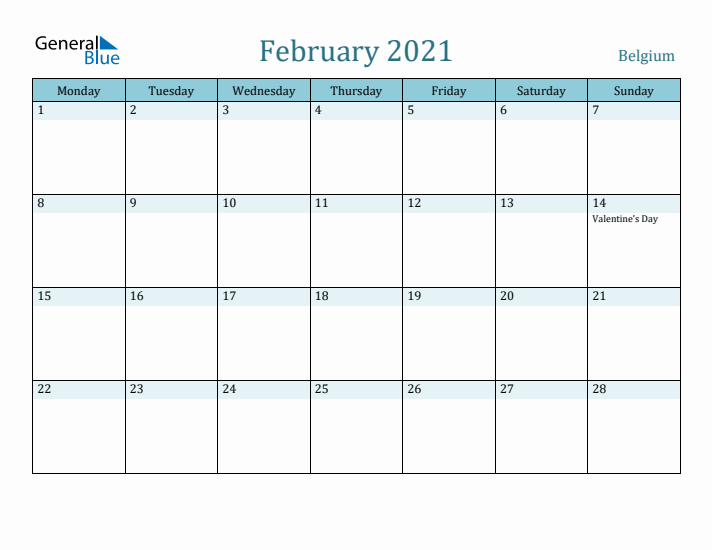 February 2021 Calendar with Holidays