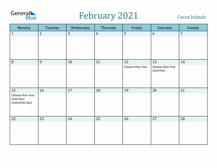 February 2021 Calendar with Holidays