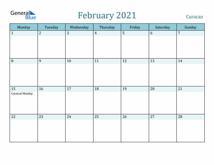 February 2021 Calendar with Holidays