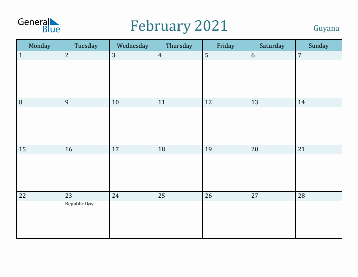 February 2021 Calendar with Holidays