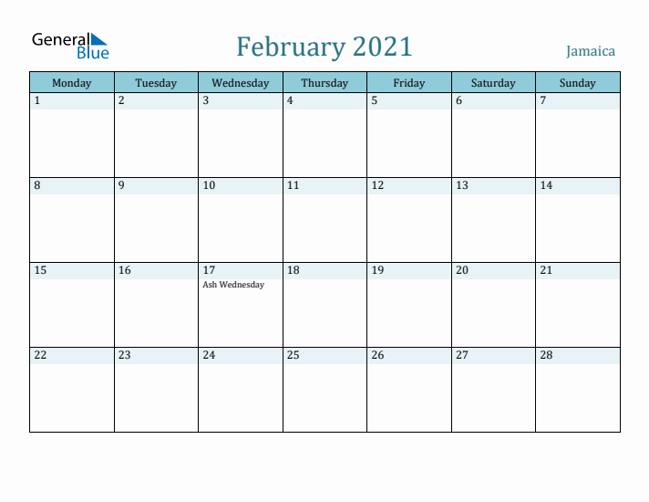 February 2021 Calendar with Holidays