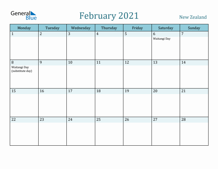 February 2021 Calendar with Holidays