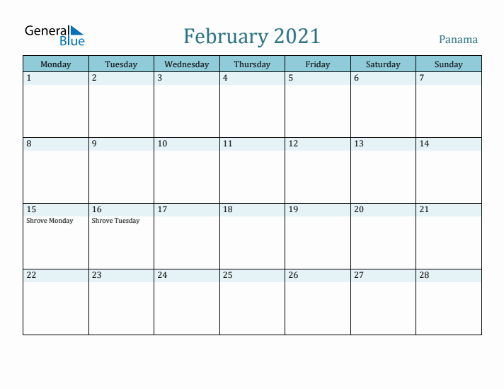 February 2021 Calendar with Holidays