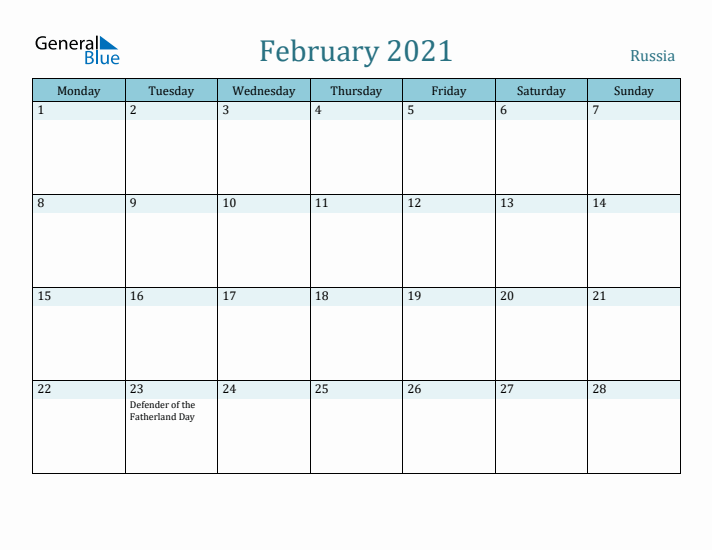 February 2021 Calendar with Holidays