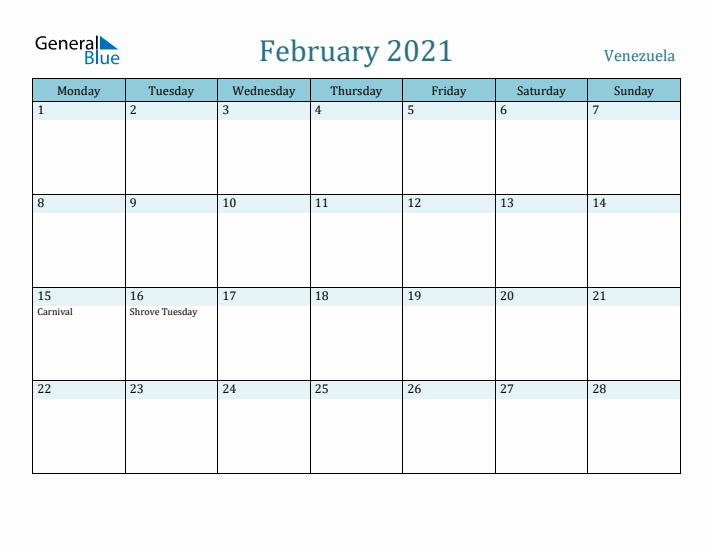 February 2021 Calendar with Holidays