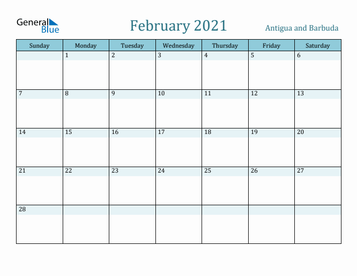 February 2021 Calendar with Holidays