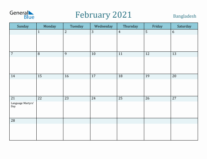 February 2021 Calendar with Holidays