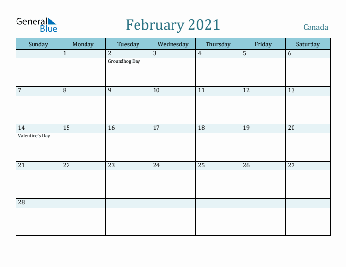 February 2021 Calendar with Holidays