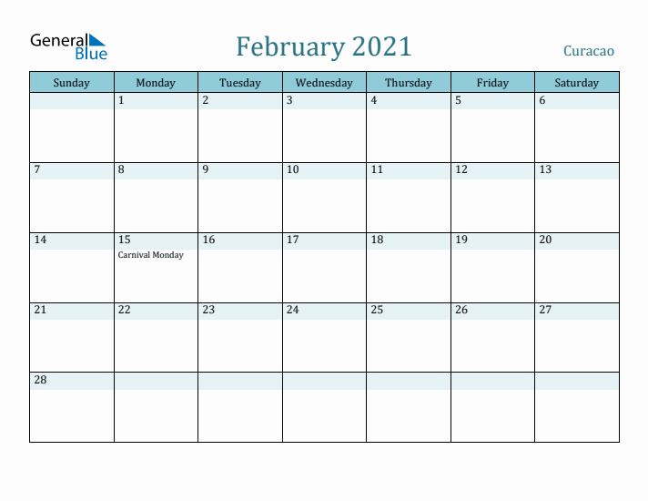 February 2021 Calendar with Holidays