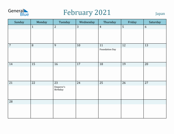 February 2021 Calendar with Holidays