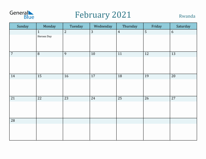 February 2021 Calendar with Holidays