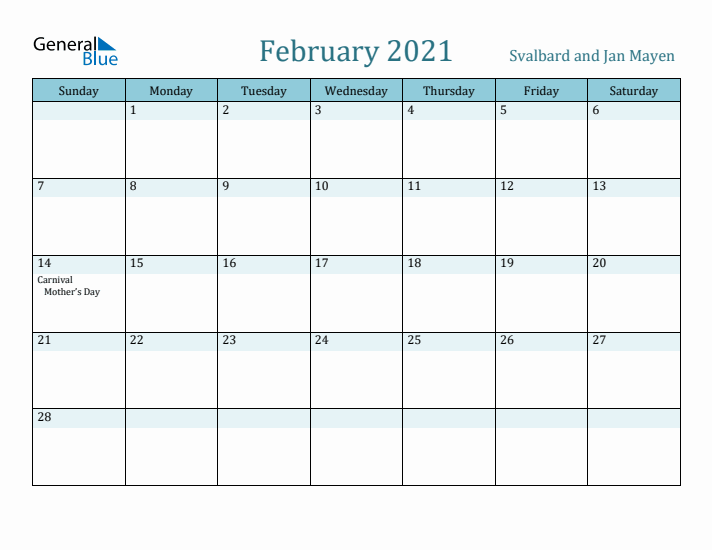 February 2021 Calendar with Holidays