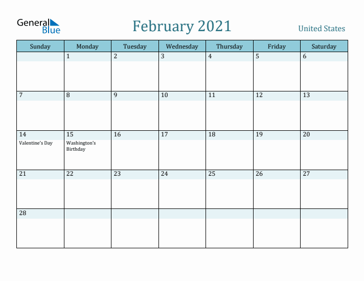 February 2021 Calendar with Holidays