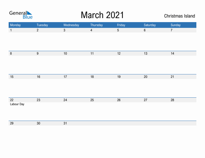 Fillable March 2021 Calendar