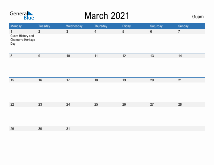 Fillable March 2021 Calendar