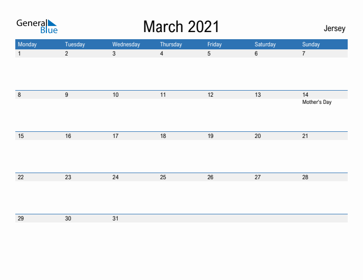 Fillable March 2021 Calendar