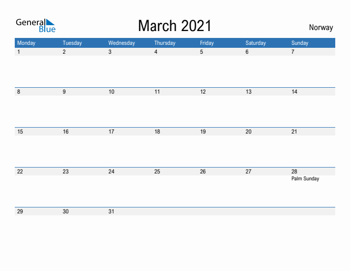 Fillable March 2021 Calendar