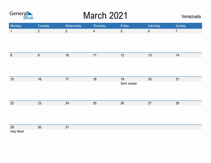 Fillable March 2021 Calendar