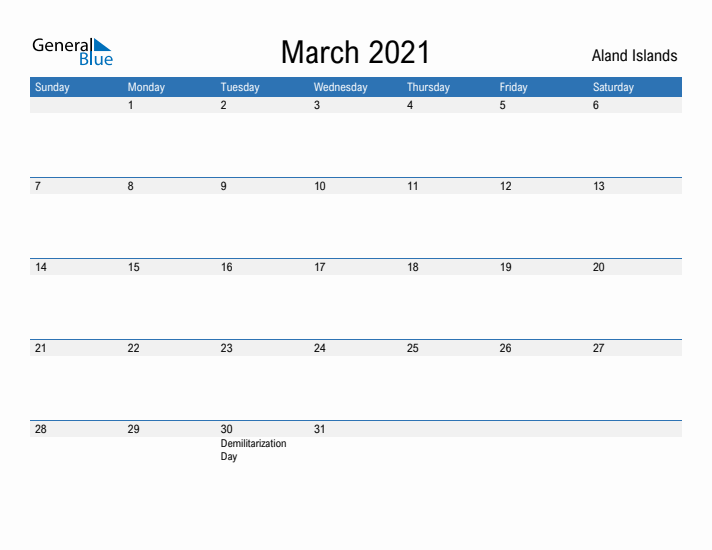 Fillable March 2021 Calendar