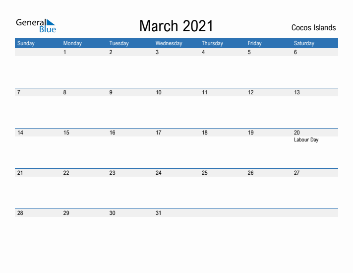 Fillable March 2021 Calendar