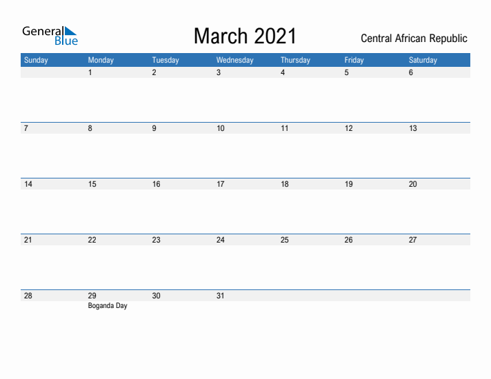 Fillable March 2021 Calendar