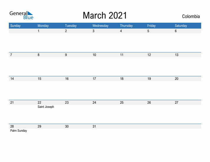 Fillable March 2021 Calendar