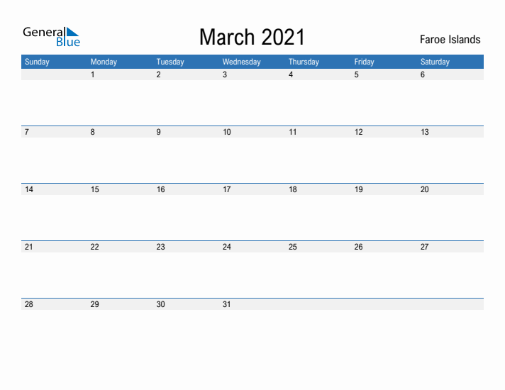 Fillable March 2021 Calendar