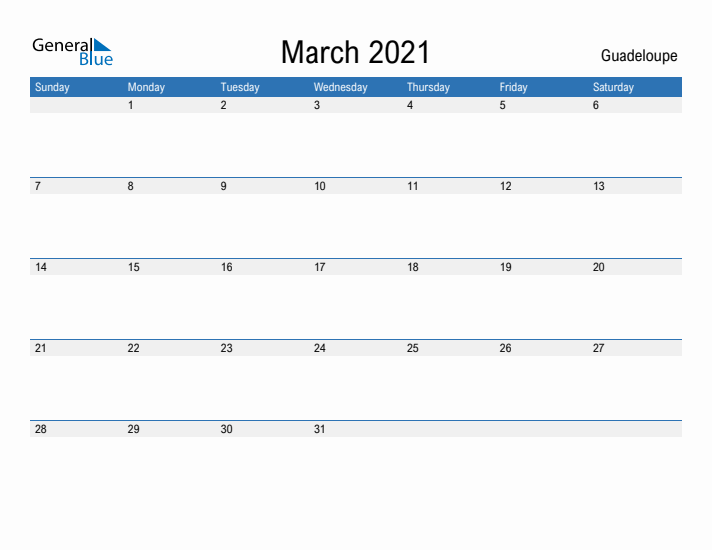 Fillable March 2021 Calendar