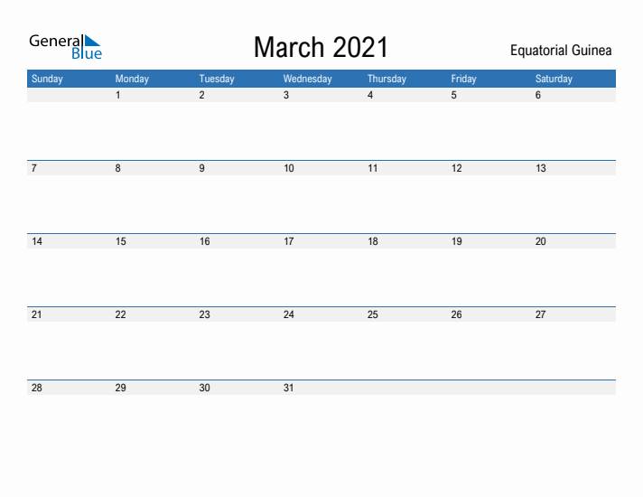 Fillable March 2021 Calendar