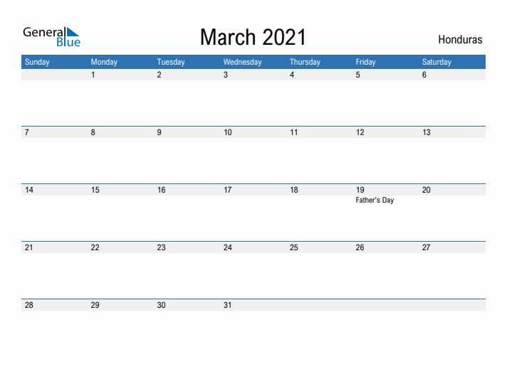 Fillable March 2021 Calendar