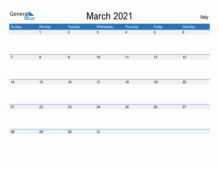 Fillable March 2021 Calendar