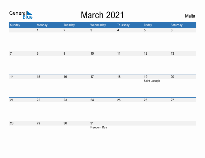 Fillable March 2021 Calendar