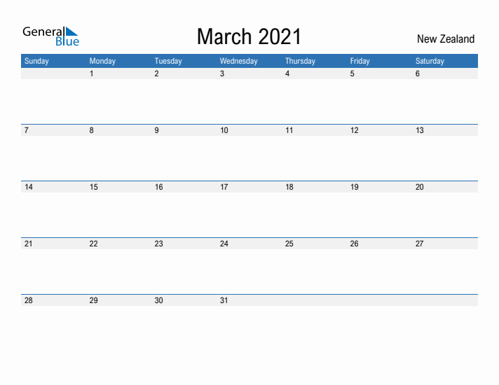 Fillable March 2021 Calendar