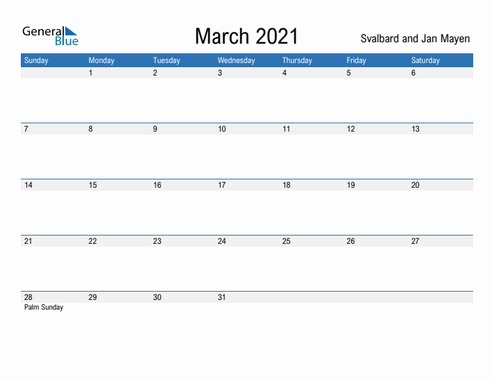 Fillable March 2021 Calendar