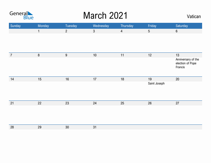 Fillable March 2021 Calendar