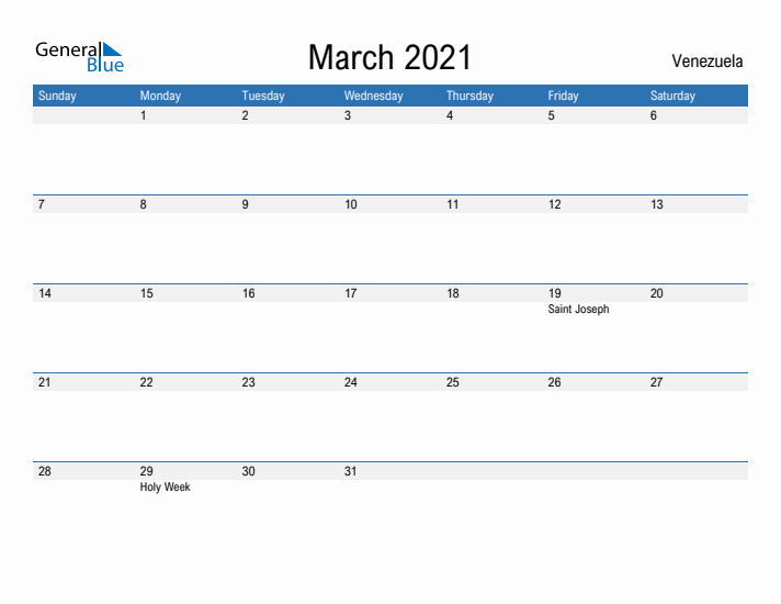 Fillable March 2021 Calendar