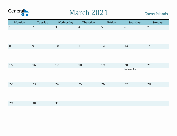 March 2021 Calendar with Holidays