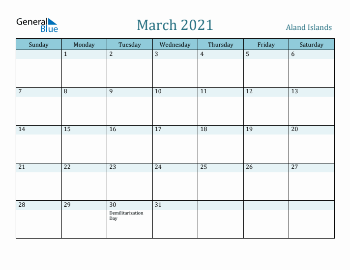 March 2021 Calendar with Holidays