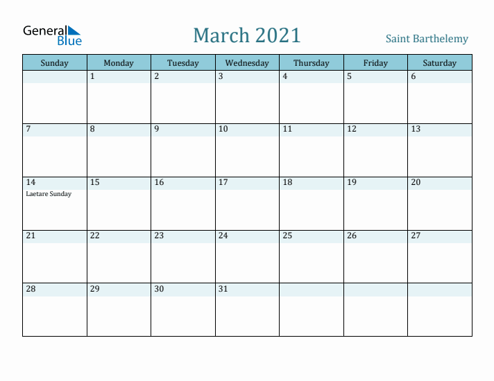 March 2021 Calendar with Holidays