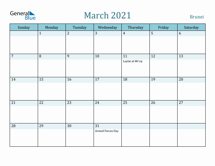 March 2021 Calendar with Holidays