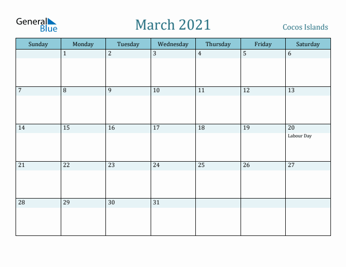 March 2021 Calendar with Holidays