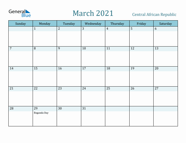 March 2021 Calendar with Holidays