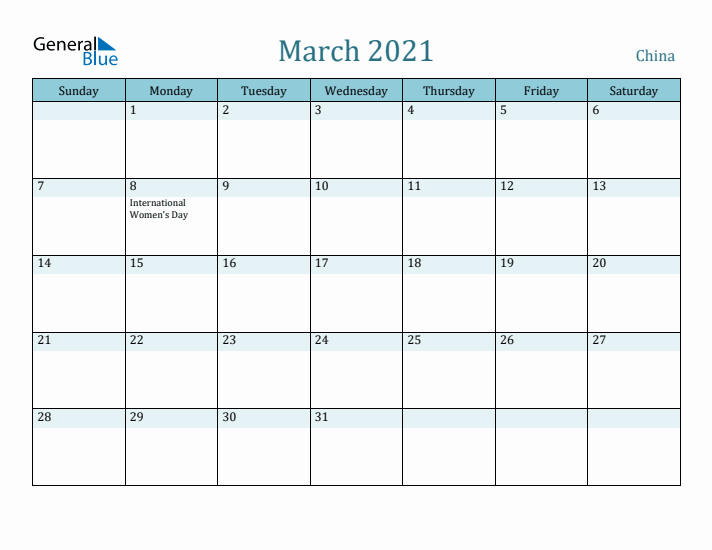 March 2021 Calendar with Holidays