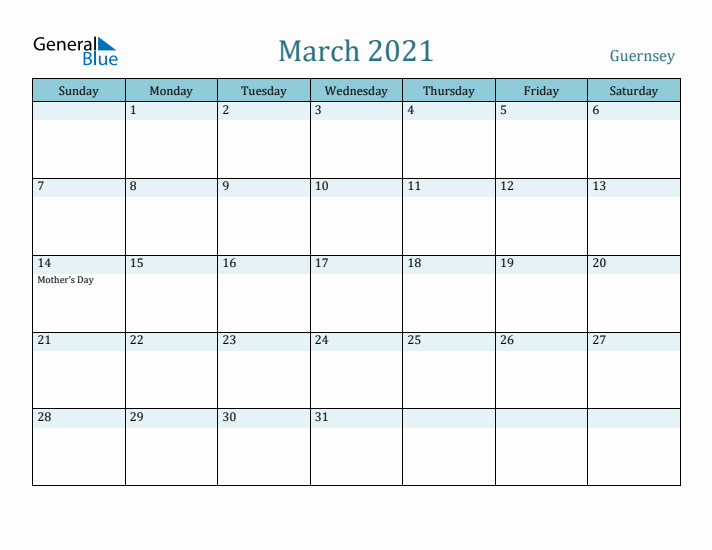 March 2021 Calendar with Holidays