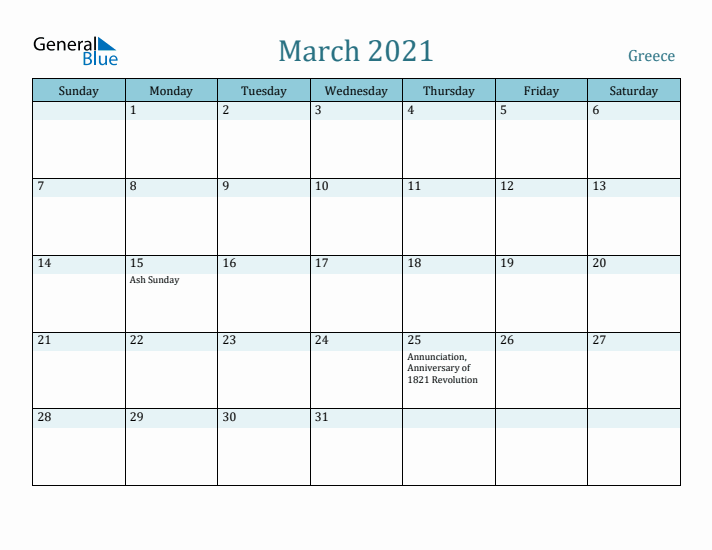 March 2021 Calendar with Holidays