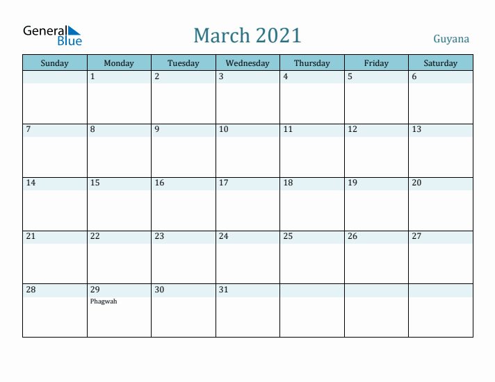 March 2021 Calendar with Holidays