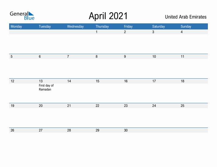 Fillable April 2021 Calendar