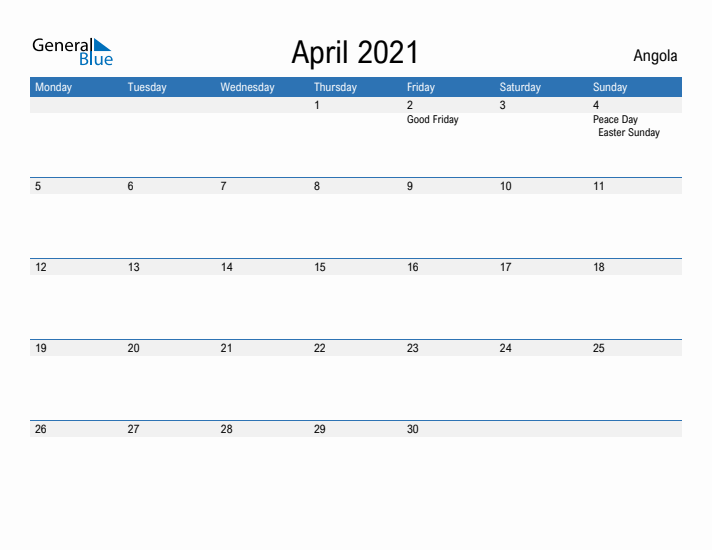 Fillable April 2021 Calendar