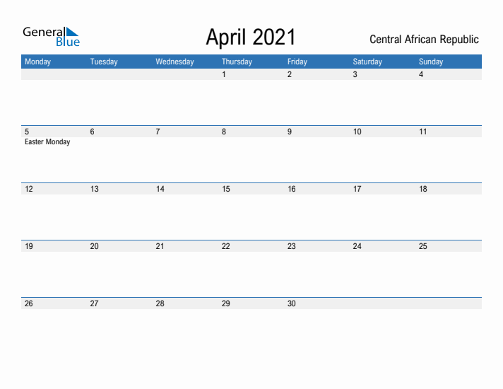 Fillable April 2021 Calendar